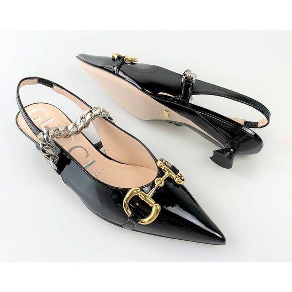 NIB Gucci Horsebit & Chain Leather Patent Pumps Size 36 - Picture 3 of 11